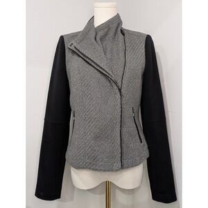 Banana Republic Asymmetrical‎ Zip Moto Jacket Gray Black Herringbone Women S